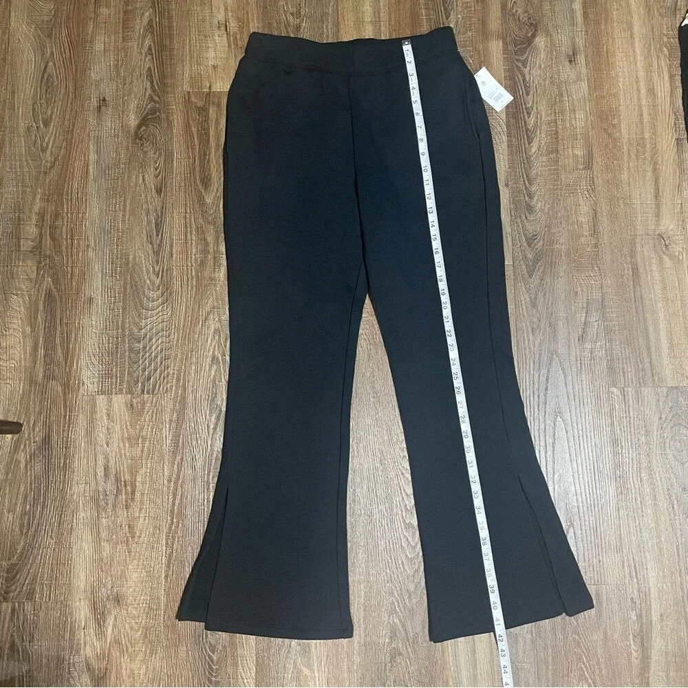 Spiritual Gangster‎ Womens Slim Wide Leg Pant Black Side Slit Athleisure Medium